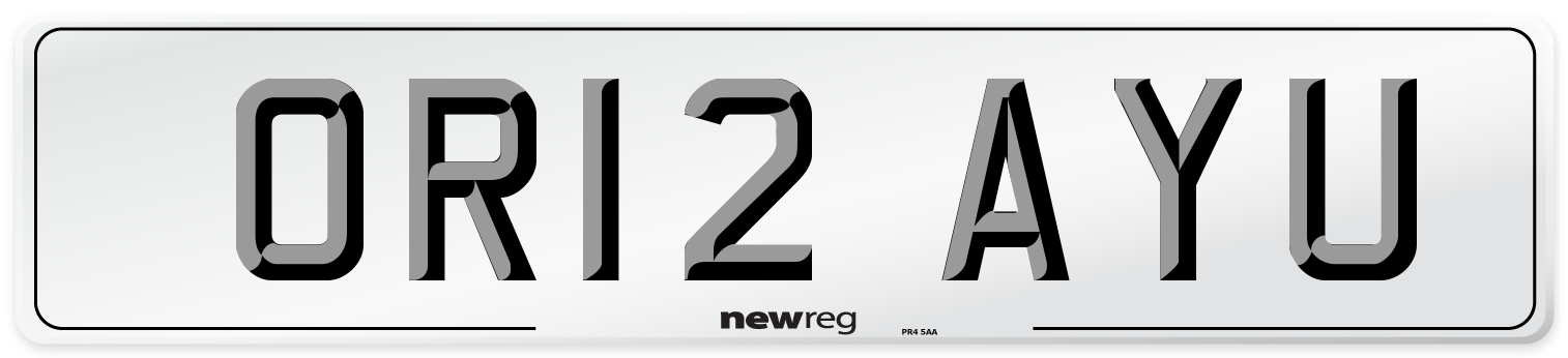 OR12 AYU Number Plate from New Reg